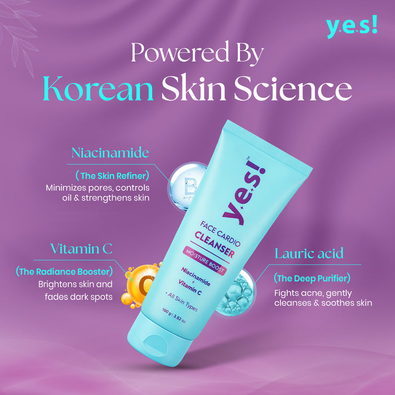 Yes! Face Cardio Cleanser with Niacinamide | Korean Face Wash for All Skin Types