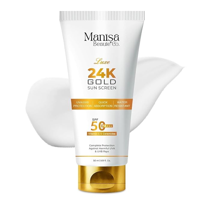 Luxe Gold Sunscreen SPF 50 PA+++ UVA/UVB Protection with Quick Absorption & Water Resistant for all Skins (50ml, Pack of 1)