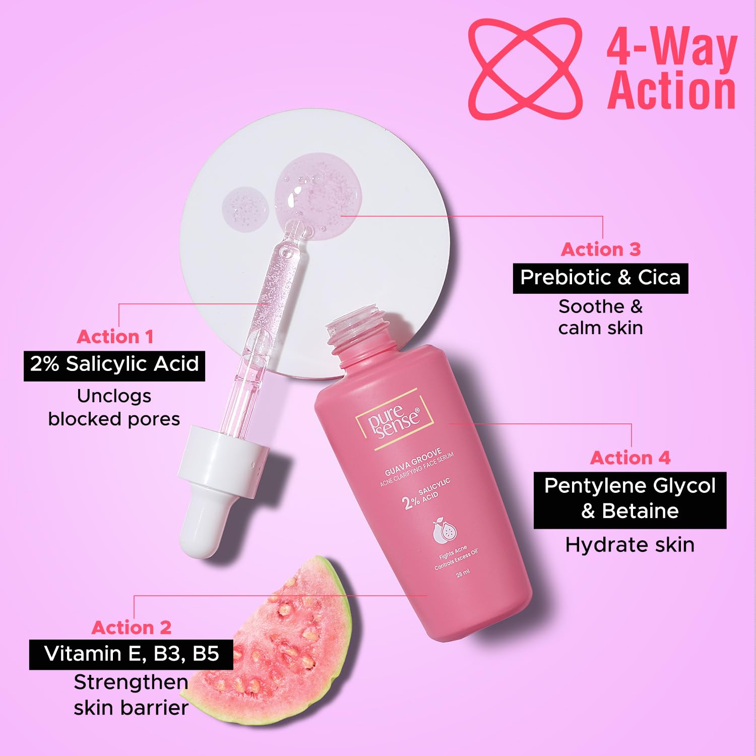 PureSense 2% Hyaluronic Acid Watermelon Burst Glow Face Serum for Intense Hydration  (28 ml)