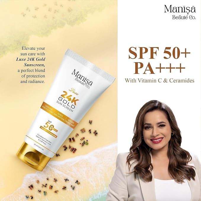 Luxe Gold Sunscreen SPF 50 PA+++ UVA/UVB Protection with Quick Absorption & Water Resistant for all Skins (50ml, Pack of 1)