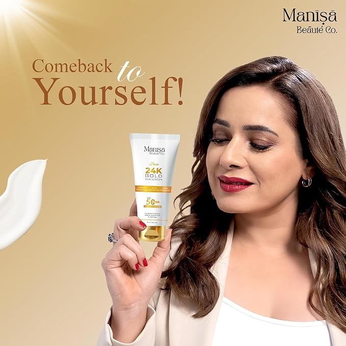 Luxe Gold Sunscreen SPF 50 PA+++ UVA/UVB Protection with Quick Absorption & Water Resistant for all Skins (50ml, Pack of 1)