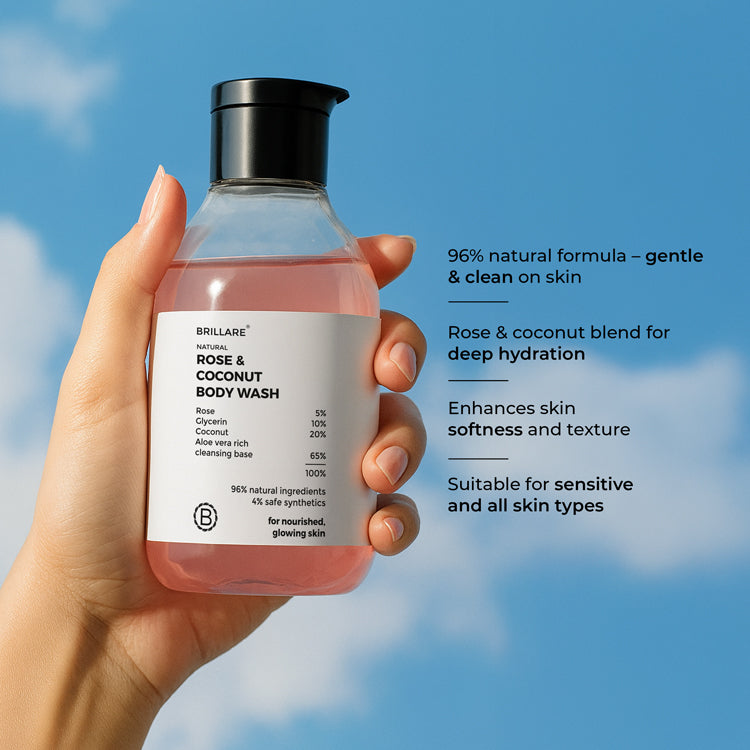 BRILLARE Rose & Coconut Body Wash - 200ml  (200 ml)